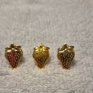Gold and Red Strawberry Earrings